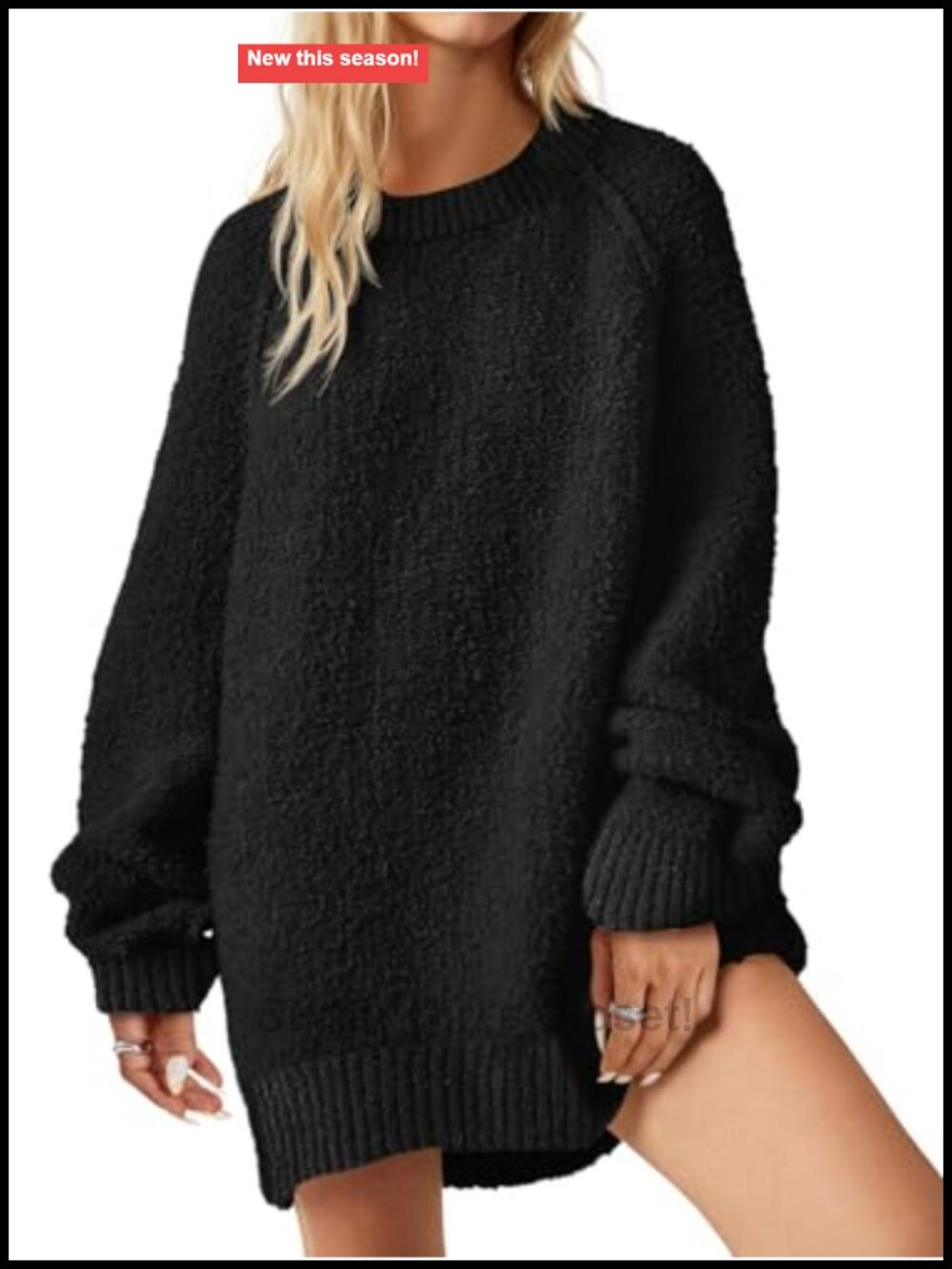 Oversized Fuzzy Long Sleeve Crew Neck Pullover Sweater